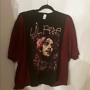 Reworked Upcycled Lil Peep Graphic Tee - Black and Maroon